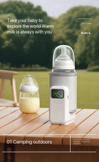 Portable Milk Warmer for Baby: Portable, Cordless, 5000mAh Battery, USB-charged