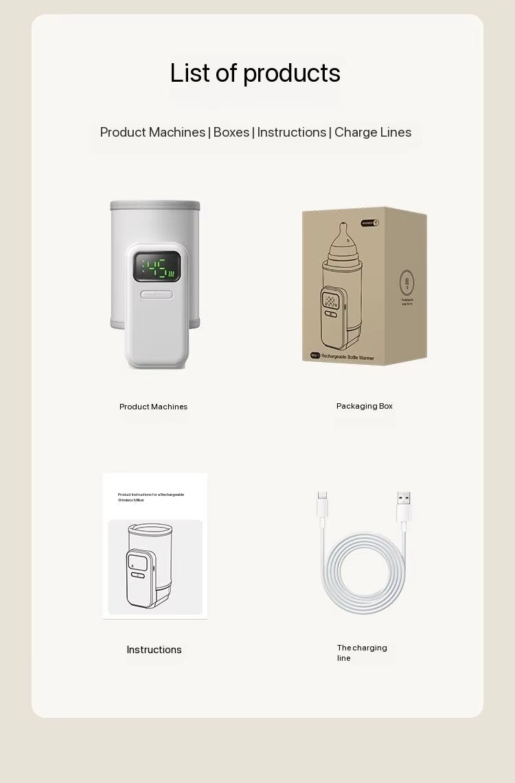 Portable Milk Warmer for Baby: Portable, Cordless, 5000mAh Battery, USB-charged