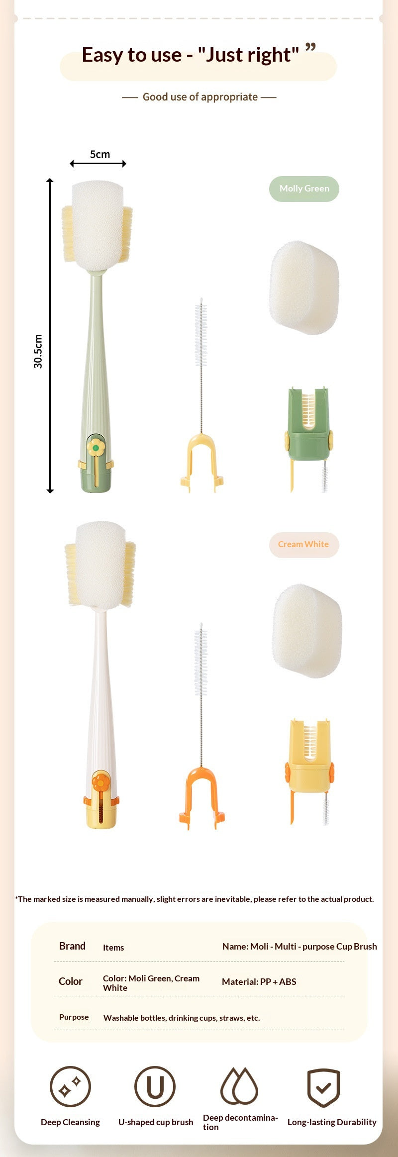 Multifunctional 5 in 1 Cup Brush Cleaning Tools,  Straw Brush Cleaner Bottle Lid Gap Cleaning Brush for Home Kitchen