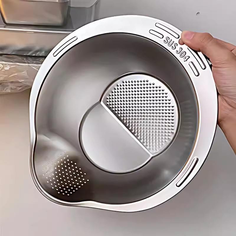 Multifunctional Washing bowl, Draining Bowl, 304 Grade SS, Rice, Vegetable Fruit Washing Basin