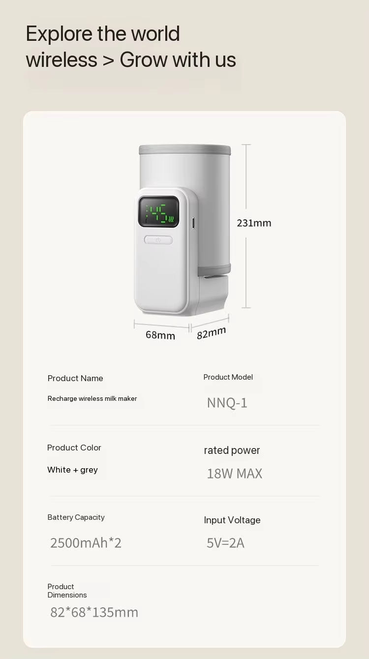 Portable Milk Warmer for Baby: Portable, Cordless, 5000mAh Battery, USB-charged