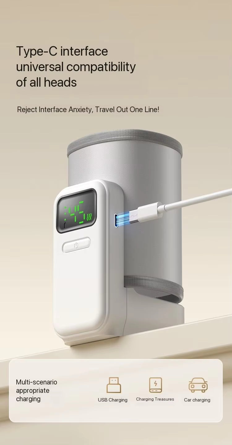 Portable Milk Warmer for Baby: Portable, Cordless, 5000mAh Battery, USB-charged