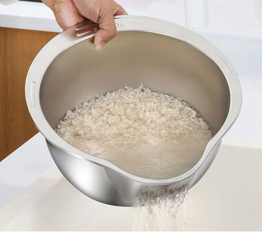 Multifunctional Washing bowl, Draining Bowl, 304 Grade SS, Rice, Vegetable Fruit Washing Basin