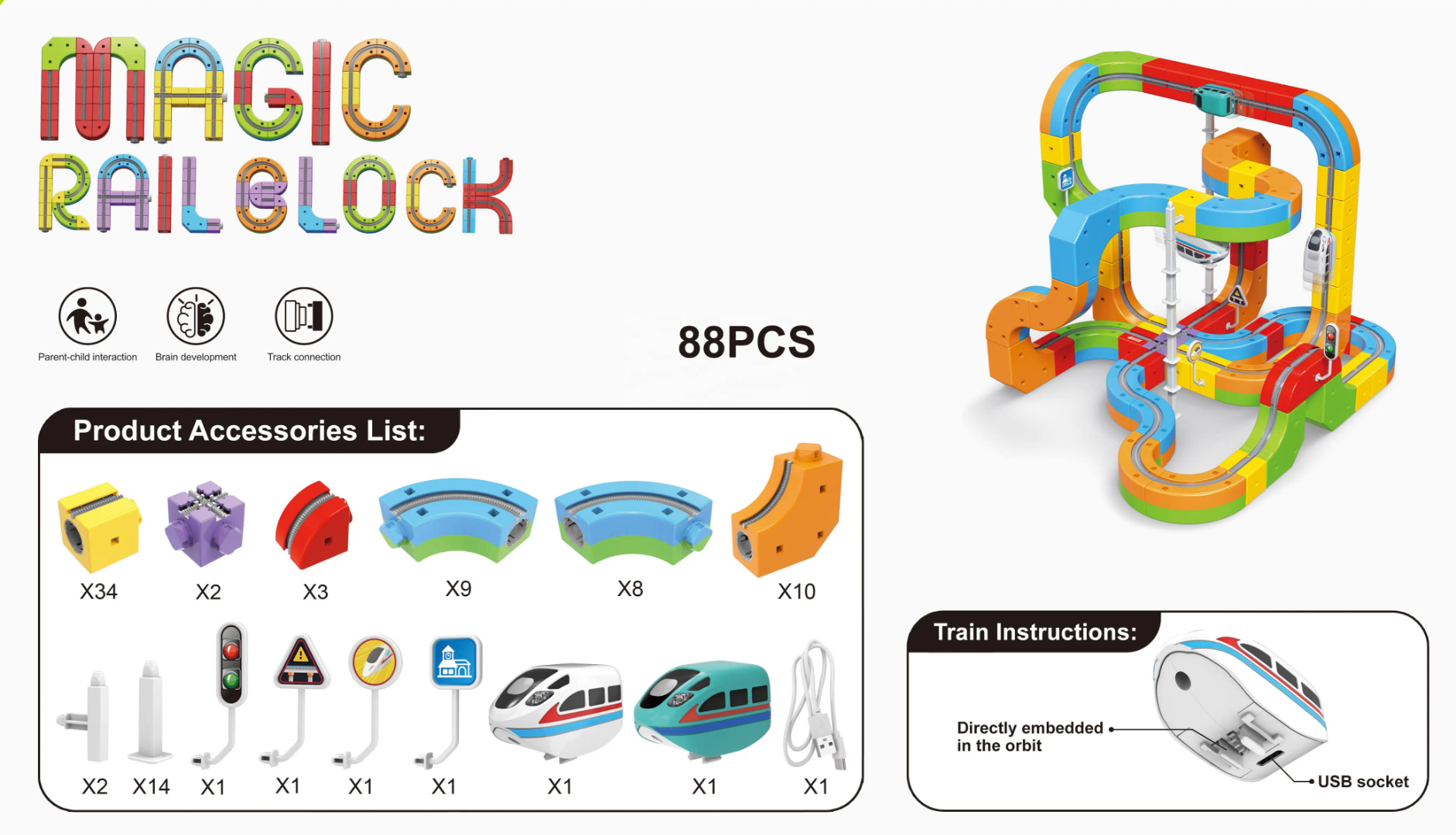 Premium Quality Train Toy: Educational Magic Electronic Train Rail Cube Set Toy