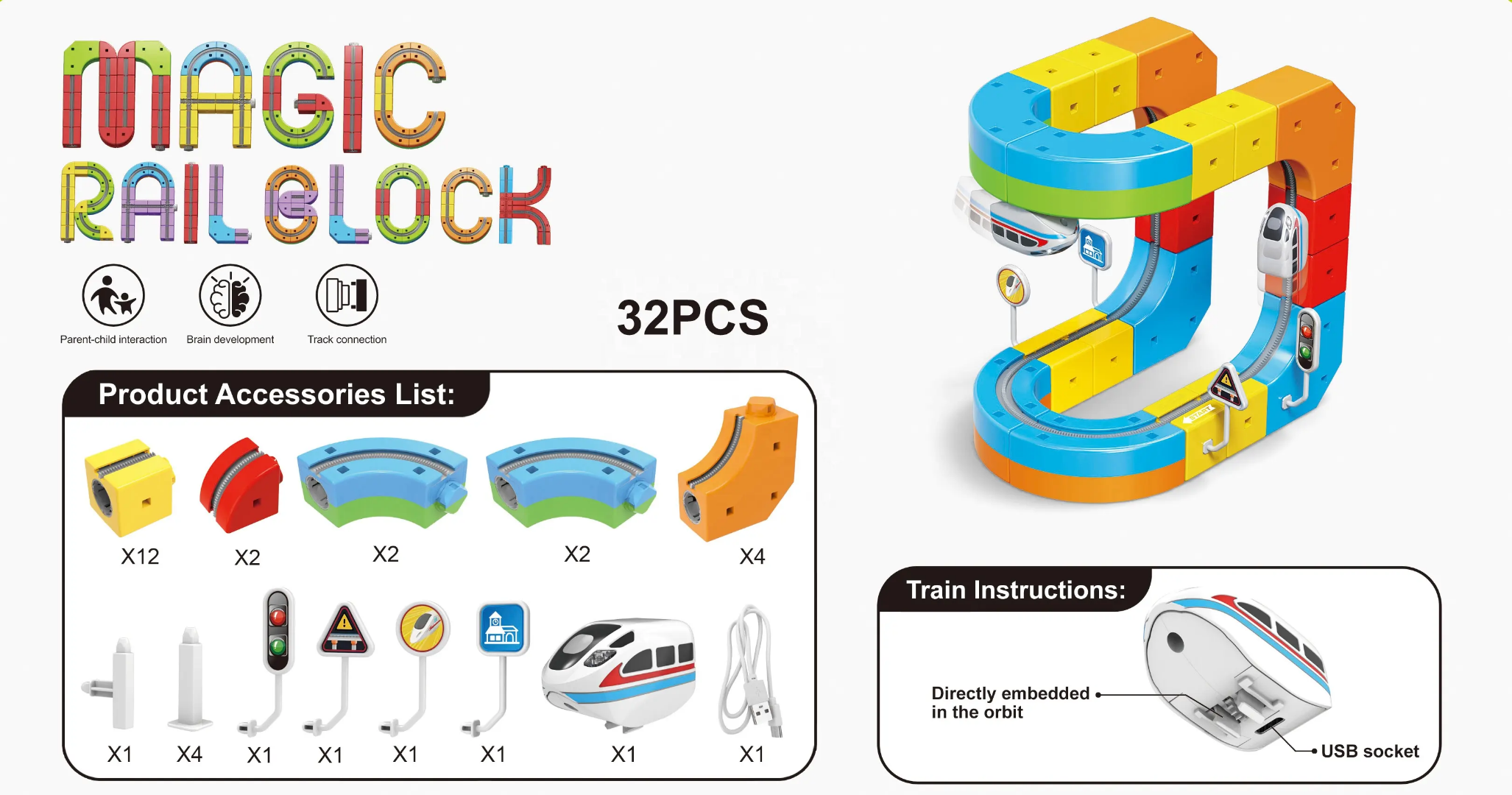 Premium Quality Train Toy: Educational Magic Electronic Train Rail Cube Set Toy