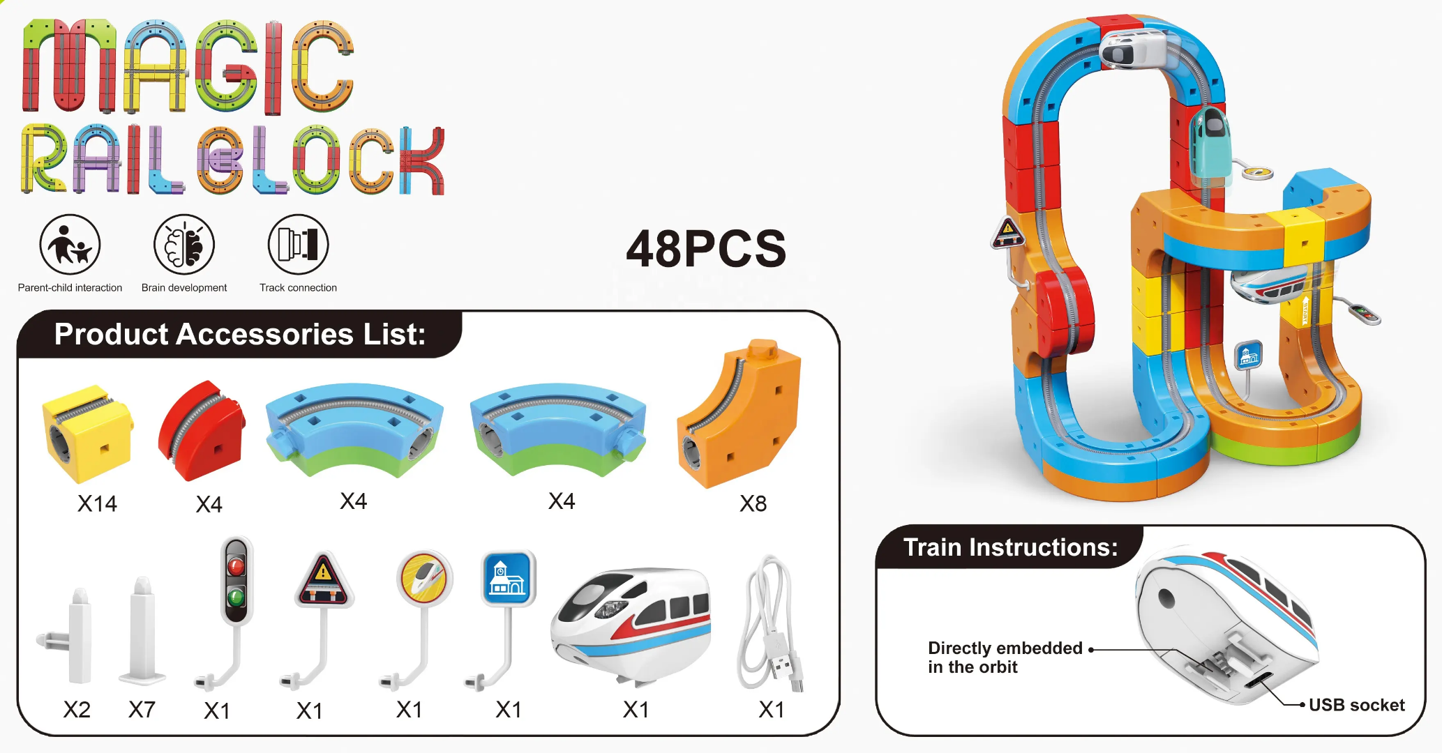 Premium Quality Train Toy: Educational Magic Electronic Train Rail Cube Set Toy